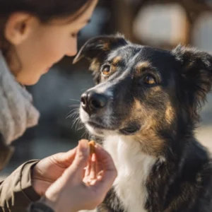 realistic lifestyle photo of a dog being